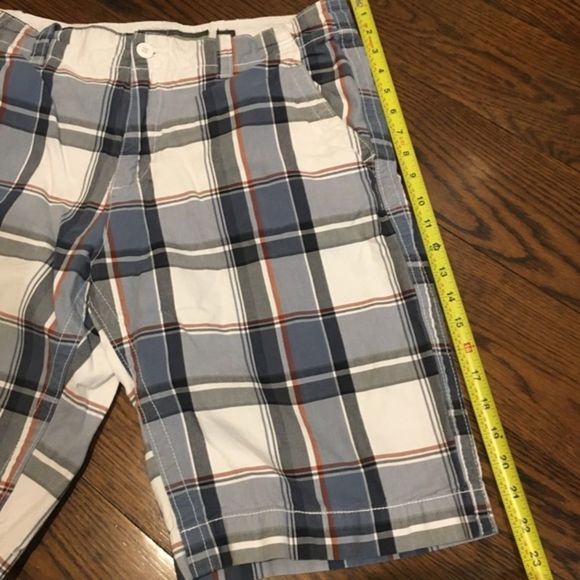 Mens Blue Plaid Longer Length Flat Front Shorts Size 33 - Picture 7 of 10